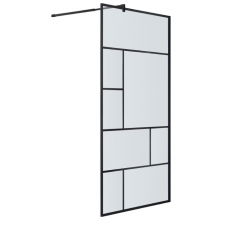 Душевая перегородка AQUATEK Walk in AQ WIW Print 10020BL 100х200 см прозрачное стекло профиль черный